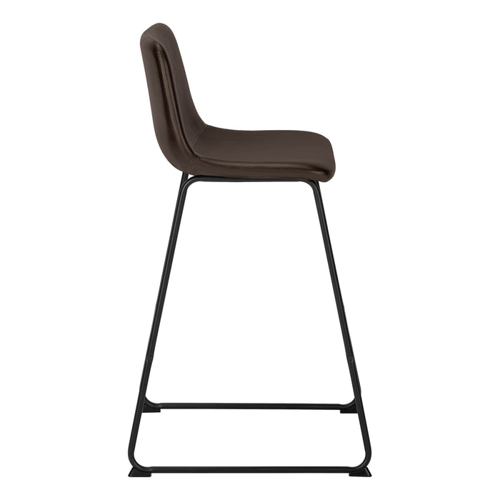 Curved Backrest Brown Leather-look Black Bar Stool