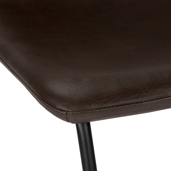Curved Backrest Brown Leather-look Black Bar Stool