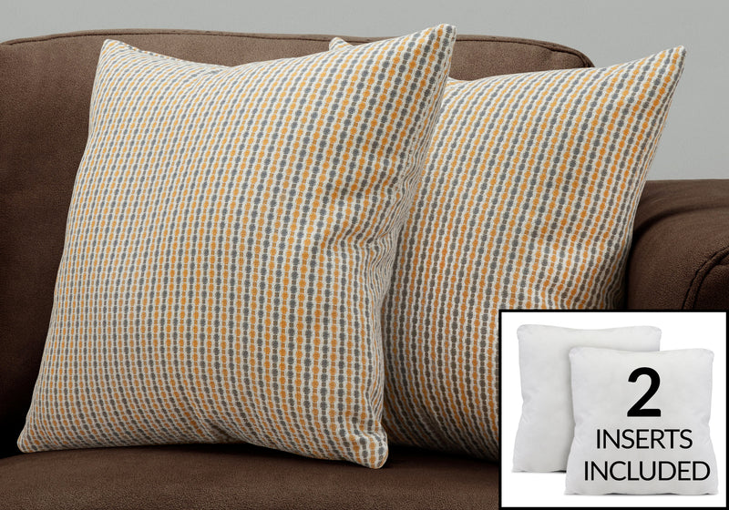 Gold Grey Abstract Dot 2pcs Pillow