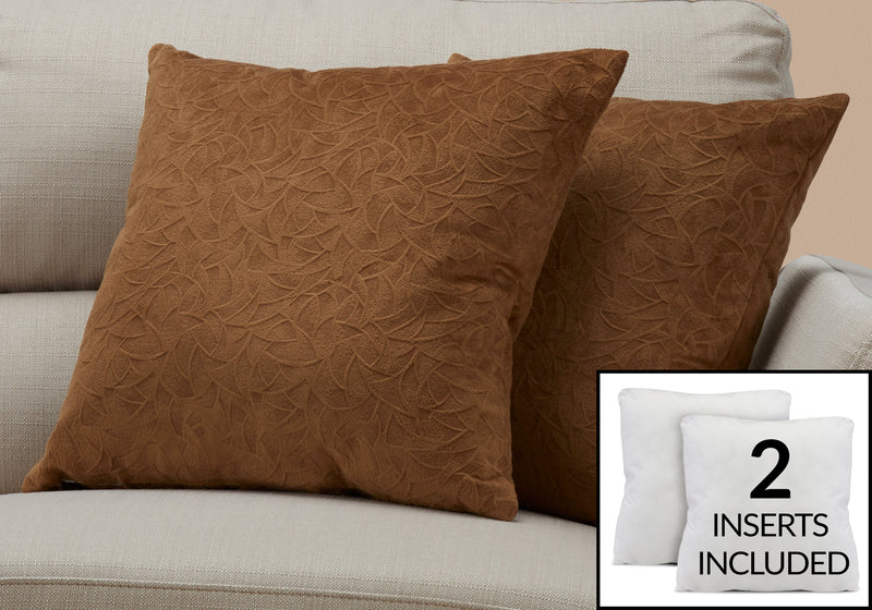 Light Brown Floral Velvet 2pcs Pillow