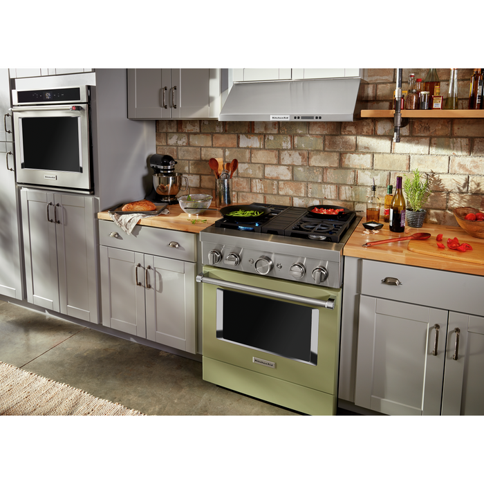 KitchenAid 4.1 Cu. Ft. Smart Gas Range with Self-Clean - Avocado Cream - KFGC500JAV