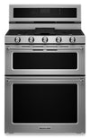 KitchenAid 6 Cu. Ft. Gas Range with Self-Clean and Double Oven - Stainless Steel - KFGD500ESS