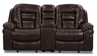 Leo Leath-Aire® Fabric Rocker Reclining Loveseat - Walnut 