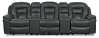 Leo 5-Piece Faux Leather Home Theatre Reclining Sectional with Storage Consoles and Cupholders - Grey 