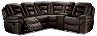 Leo 5-Piece Leath-Aire® Fabric Reclining Sectional with Console - Walnut 