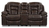 Leo Leath-Aire® Fabric Power Reclining Loveseat - Walnut