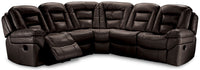 Leo 5-Piece Leath-Aire® Fabric Power Reclining Sectional - Walnut 