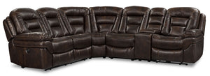 Leo 6-Piece Leath-Aire® Fabric Power Reclining Sectional - Walnut