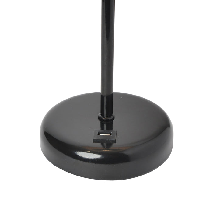 Limelights Black Stick Lamp with Usb Charging Port And Fabric Shade, White  Table Lamp