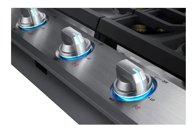 Samsung 36\" 5-Burner Smart Gas Cooktop with 22K BTU Dual Power Burner + Griddle & Wok Grate - Stainless Steel - NA36N7755TS/AA