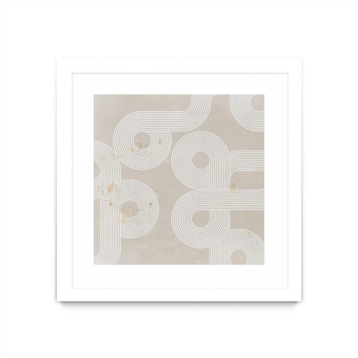 \"Fluxus I\" Matted and Framed White 36x36 Wall Art