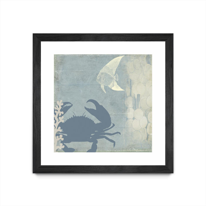 \"Ocean Life Ii\" Matted and Framed Black 30x30 Wall Art