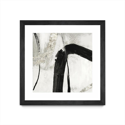 "Black Ink Ii" Matted and Framed Black 36x36 Wall Art