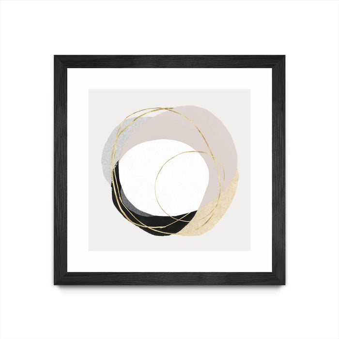 \"Ring Of Gold Ii\" Matted and Framed Black 30x30 Wall Art