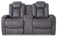 Ross Faux Suede Power Reclining Loveseat - Pewter 