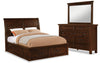 Sonoma 5pc Bedroom Set with Storage Bed, Dresser & Mirror, Mango Brown - King Size