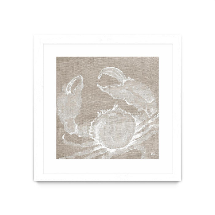 \"Neutral Surf Side I\" Matted and Framed White 36x36 Wall Art