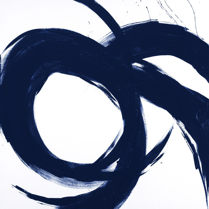 \"Navy Circular Strokes Ii\" Giant Art 72x72 Wall Art