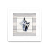 \"Muted Blue Sea Conch On Wood\" Matted and Framed White 36x36 Wall Art
