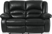 Toreno Genuine Leather Power Reclining Loveseat - Black 