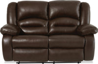 Toreno Genuine Leather Power Reclining Loveseat - Brown 