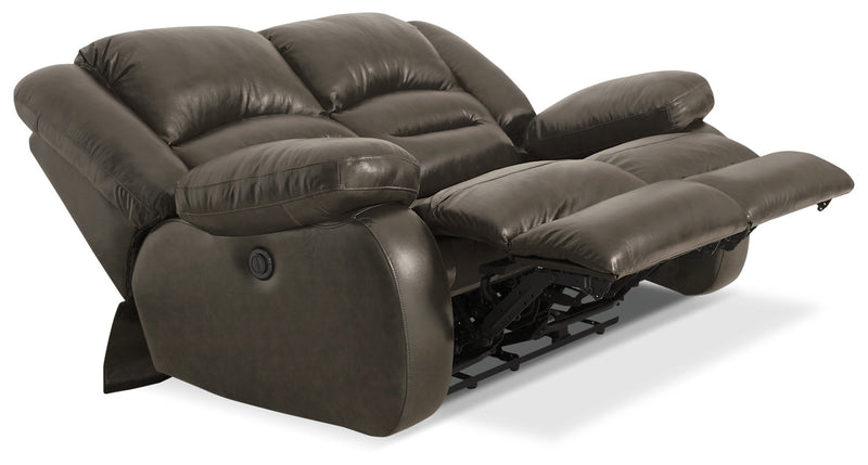 Toreno 64\" Genuine Leather Power Reclining Loveseat - Grey