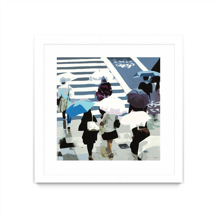 \"April Showers\" Matted and Framed White 30x30 Wall Art