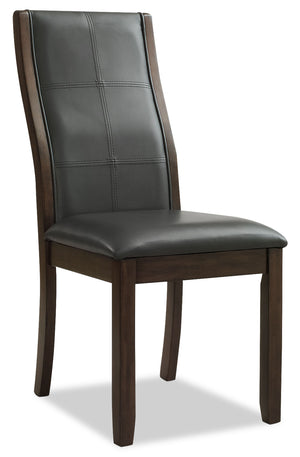 Tyler Dining Chair with Vegan-Leather Fabric, Wood - Grey