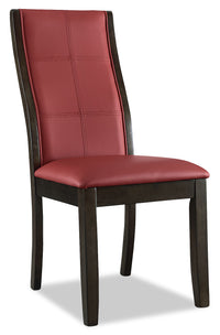 Tyler Dining Chair with Vegan-Leather Fabric, Wood - Red 