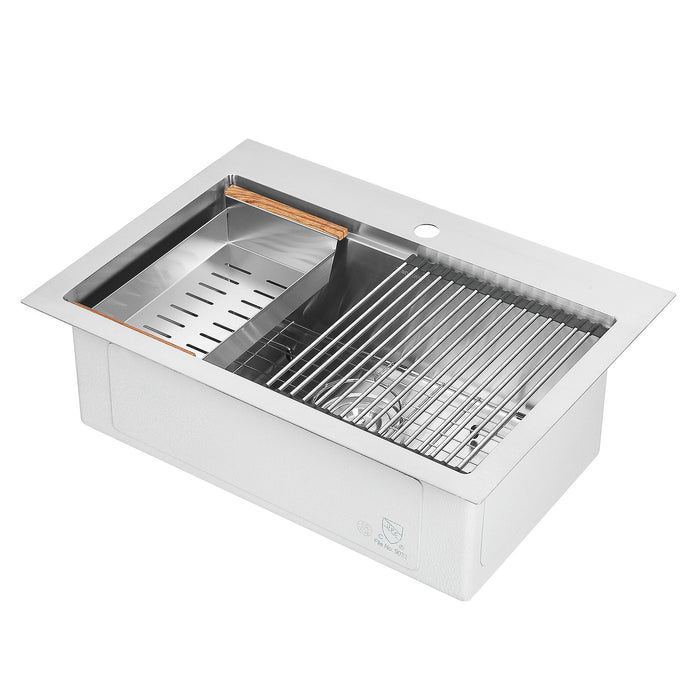 Ancona 28\" Drop-In Workstation Kitchen Sink - AN-3127