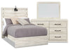 Abby 5pc Bedroom Set with Panel Bed, Dresser & Mirror, LED, USB, White - Full Size