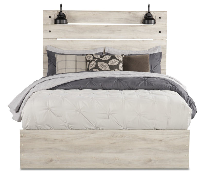 Abby 6pc Bedroom Set with Panel Bed, Dresser, Mirror & Nightstand, LED, USB, White - Queen Size