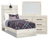 Abby 5pc Bedroom Set with Panel Bed, Dresser & Mirror for Kids, LED, USB, White - Twin Size