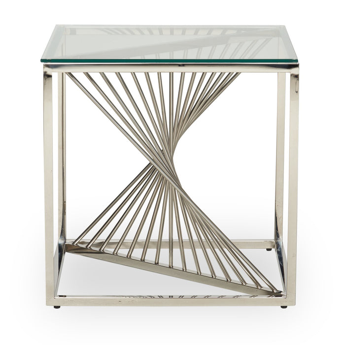 Andreas 22\" Modern Glass Top End Table - Silver with Chrome Metal Base