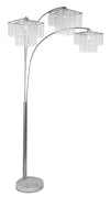 79\" Glam Silver with Marble Base and 3-Light Glass Crystal Shade Arc Floor Lamp