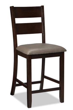 Astoria Counter-Height Dining Chair with Vegan-Leather Fabric, Ladder-Back - Brown