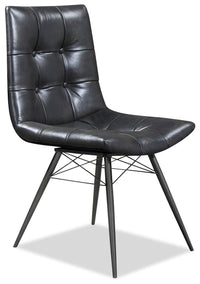 Avis Dining Chair with Vegan Leather Fabric, Metal - Black 