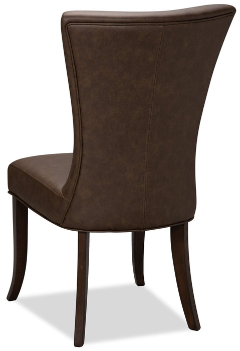 Bree Dining Chair with Vegan Leather Fabric - Brown