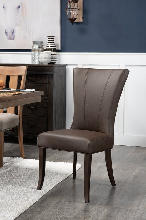 Bree Dining Chair with Vegan Leather Fabric - Brown
