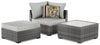 Salem 3-Piece Patio Side Table, Square Ottoman and Corner Chair Package