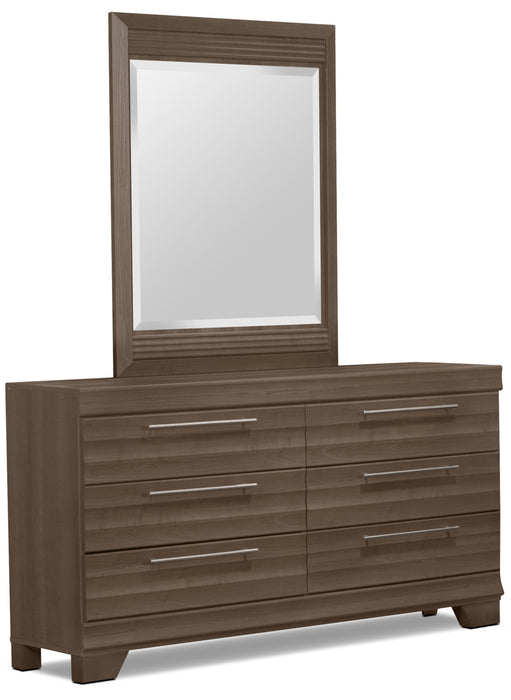 Olivia 5pc Bedroom Set with Storage Bed, Dresser & Mirror, Made in Canada, Grey - Queen Size