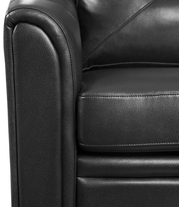 Andi 40\" Leather-Look Fabric Sofa with Button Tufting - Black