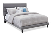 Burk Upholstered Adjustable Platform Bed in Grey Fabric, Tufted - Queen Size 