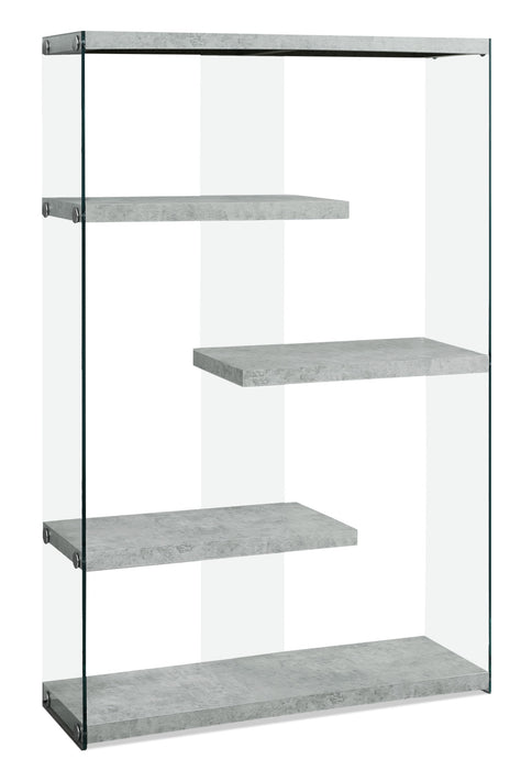 Yonah Wide Bookcase – Cement Grey