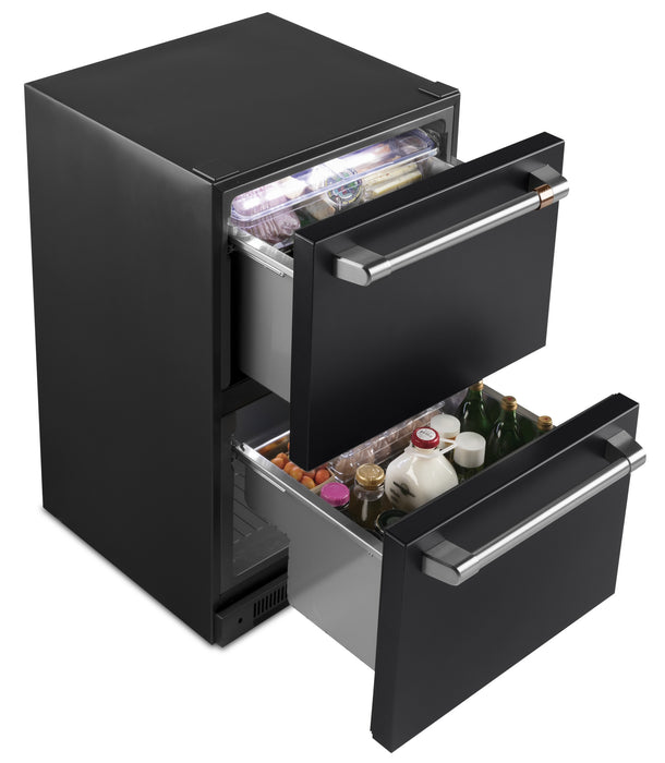 Cafe 24\" 5.7 Cu. Ft. Dual Drawer Refrigerator - Matte Black - CDE06RP3ND1