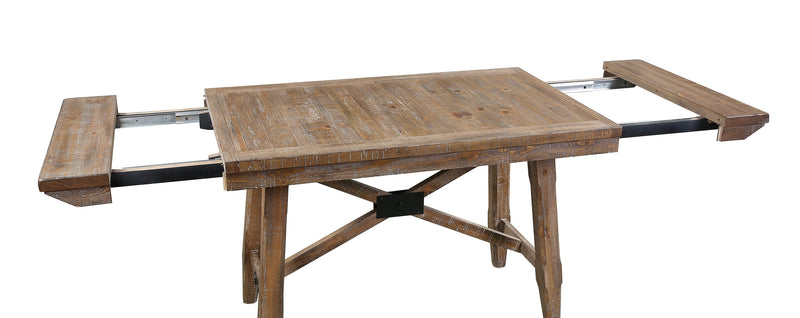 Cedar 5pc Dining Set with Table & 4 Chairs, Pine Wood, Trestle-Base, 72.07\"W - Brown