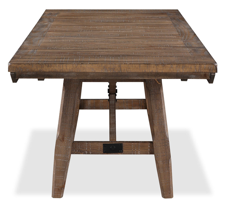 Cedar 5pc Dining Set with Table & 4 Chairs, Pine Wood, Trestle-Base, 72.07\"W - Brown