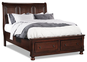Chelsea Platform Storage Bed with Headboard & Frame, Cherry Brown - King Size