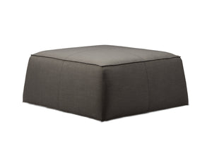 Chiara Linen-Look Fabric Ottoman - Smoke