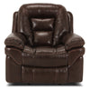 Leo Genuine Leather Rocker Recliner - Walnut